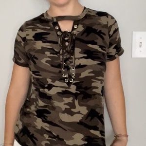 SHEIN Camo Tie Up Top